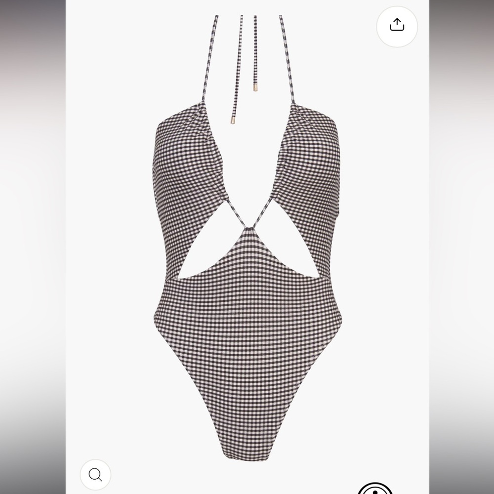 Vix Eve Gingham One-Piece Swimsuit halter neck